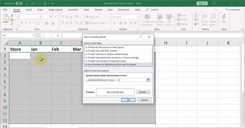 Using-Conditional-Formatting-to-Shade-Alternate-Rows-in-Excel