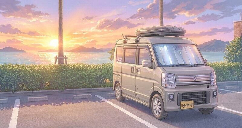 ミリキャン２号で車中泊の様子