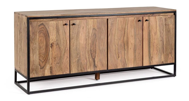 Credenza legno e ferro, mobile soggiorno e ingresso, moderno, industriale, design elegante.