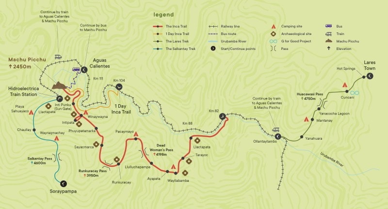 The Inca Trail Hike, plus the Salcantay and Lares routes