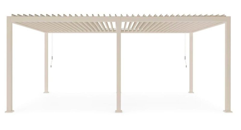 Pergola in plastica bianca per spazi esterni, elegante e resistente alle intemperie.