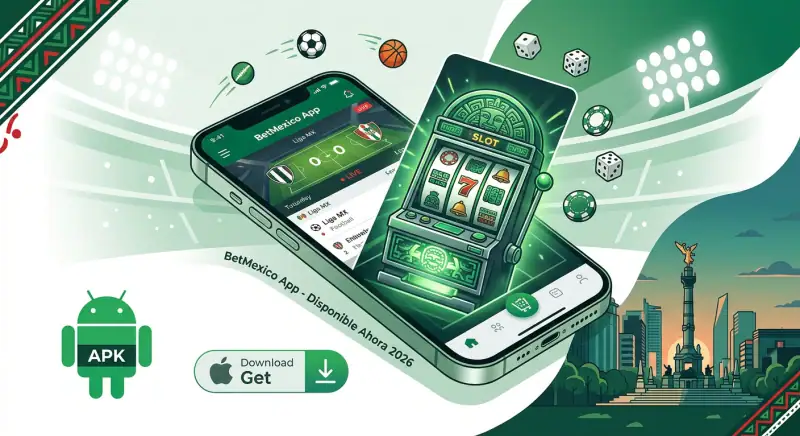 Pantalla de inicio de la BetMexico App mostrando apuestas deportivas y casino en un celular Android e iPhone