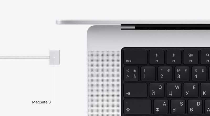 Отличие Apple MacBook Pro 14 (2021) и MacBook Pro 16 (2021) 5 Магнитный разъём питания MagSafe 3