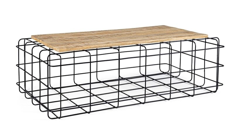 Vassoio decorativo in ferro nero con superficie in legno, ideale per interni moderni e spezie.