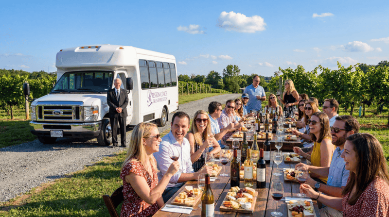 Wine tour shuttle bus services in Loudoun , Leesburg VA