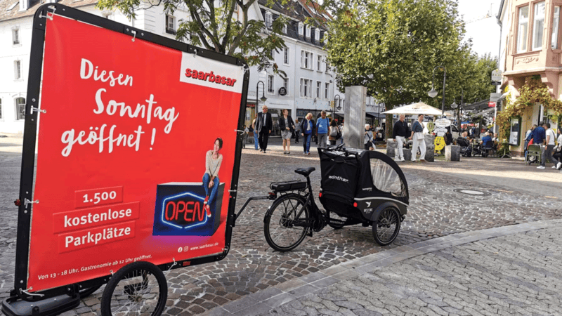 Fahrradwerbung Saarbrücken Fahrradplakat Innenstadt Saarbasar