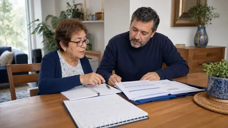 Persona mayor revisa sus antecedentes de salud para una evaluacion geriatrica