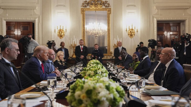 Trump praises ‘good English’ of Liberian president, prompting criticism across Africa AP25190620353988