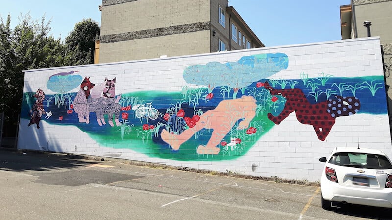 Recycled. Mural by Sara Khan. Vancouver Mural Festival 2018.