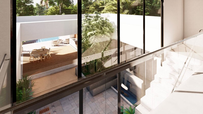 Sanara Phase I residence terrace and outdoor space render at Reserva Conchal