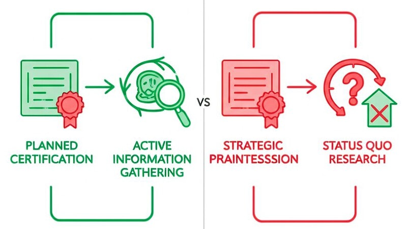 年収アップ成功者と失敗者の行動パターン比較図