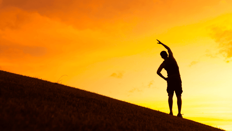 A man stretching
