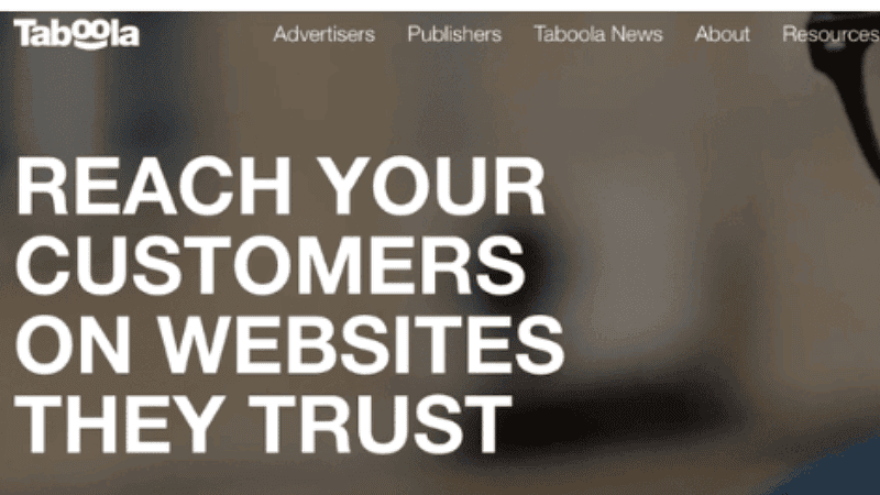 Taboola login screen