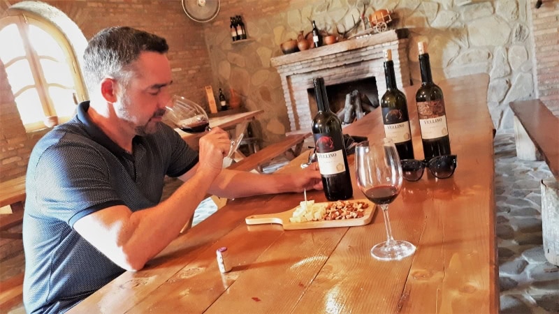 Gary enjoying the qvevri wine at Vellino winery in Georgia