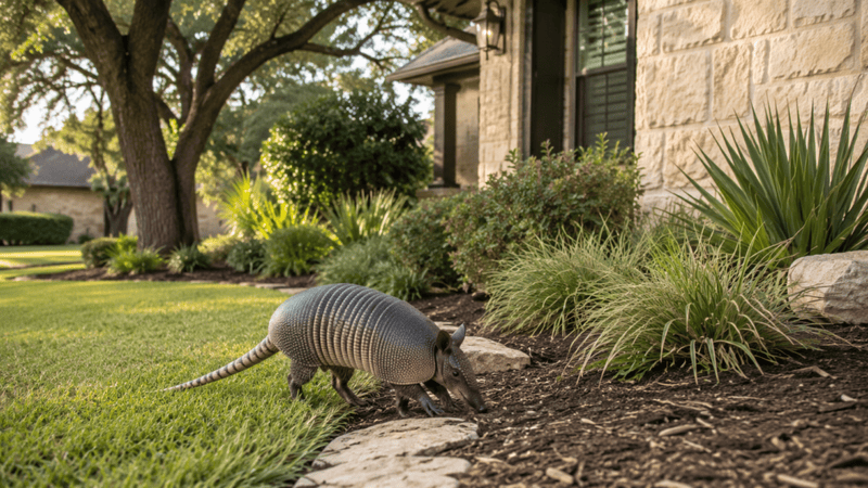 armadillo in college station backyard