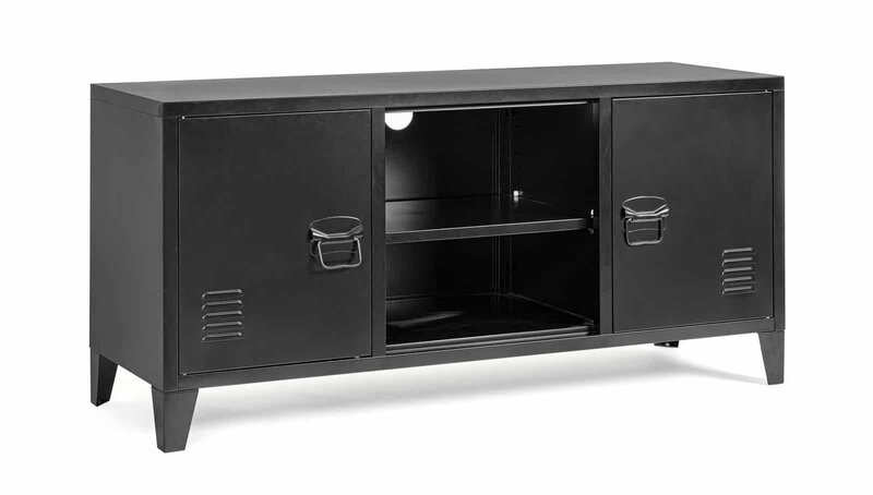 Mobile in acciaio nero per esterni con 2 armadietti e ripiano centrale, resistente e di design moderne.