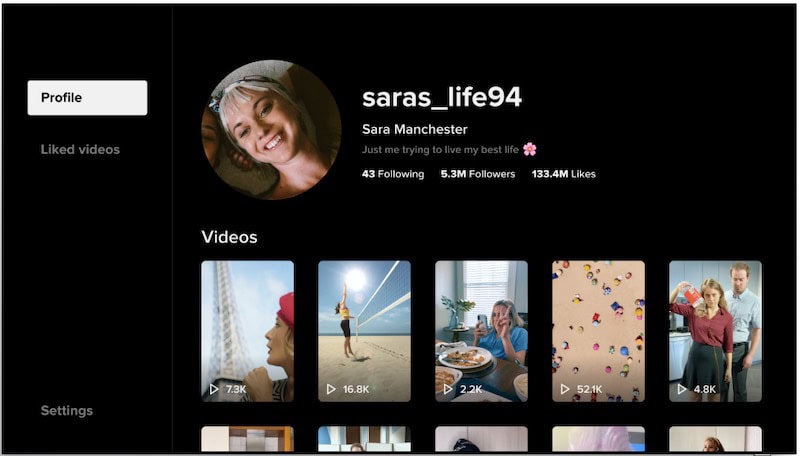 TikTok-Profile-on-the-Samsung-Smart-TV-App