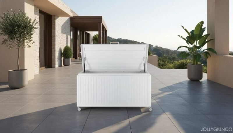Baule porta cuscini con ruote Ocean bianco S