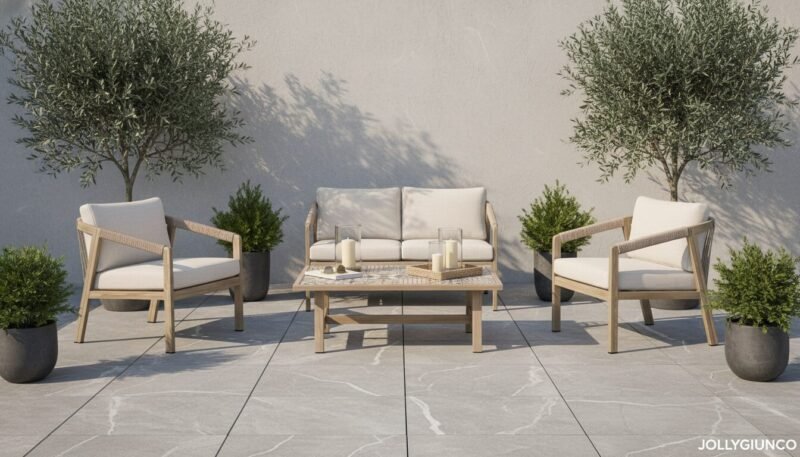 Salotto da giardino 4 pezzi con cuscini Kalimera Timber KD - foto 13