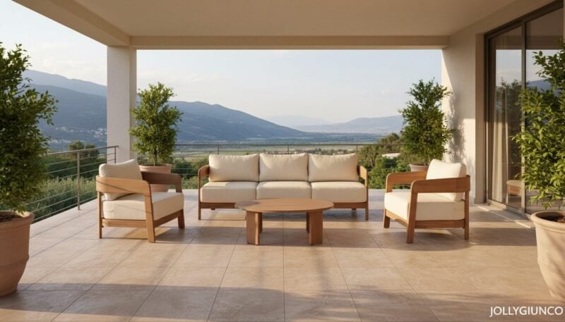 Tavolino da giardino Pablo ovale 100x80 cm legno di acacia - foto 7