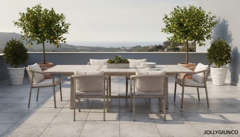 Tavolo da giardino in alluminio Kalimera 212-285x106 cm Timber - foto 10