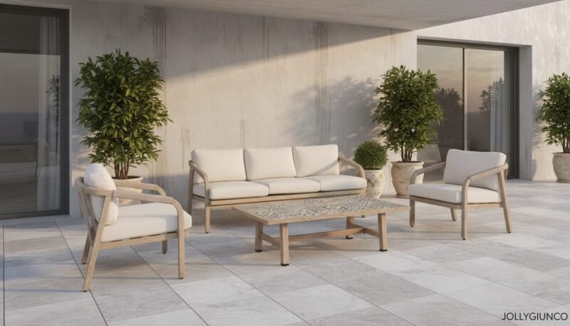 Salotto da giardino 4 pezzi con cuscini Kalimera Timber grande - foto 9
