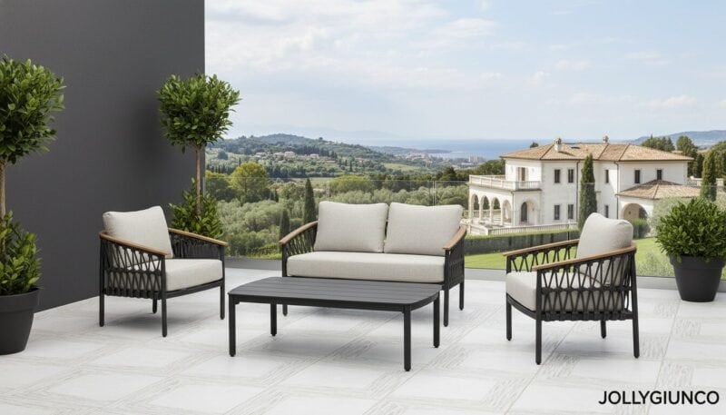 Poltrona da giardino con cuscini Fenix antracite