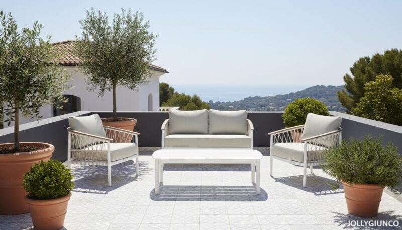 Divano da giardino a 2 posti con cuscini Fenix Vapor