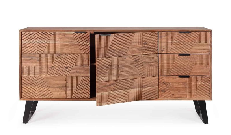 Mobile in legno massello con finitura artigianale e design moderno, perfetto per l'arredamento di interni eleganti.