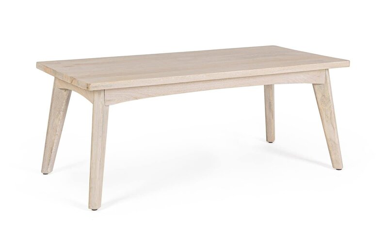 Tavolo in legno naturale con design essenziale, perfetto per cucina o soggiorno.