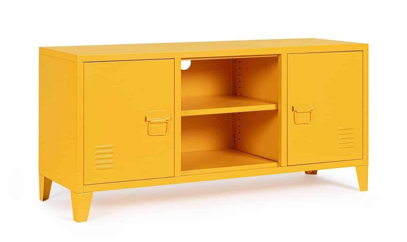 Cassettiera gialla colorata, mobile moderno e funzionale con scomparti spaziosi, ideale per decorare e organizzare la casa.