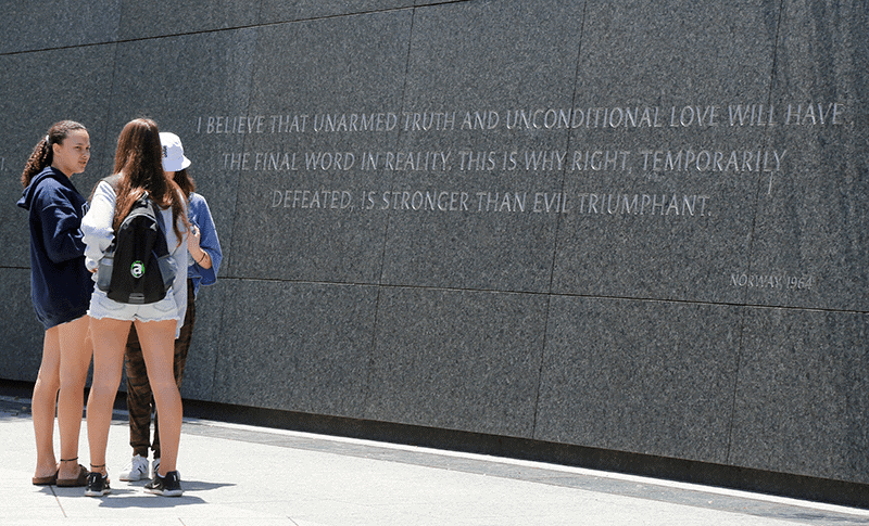 Students in Front of Martin Luther King Monument