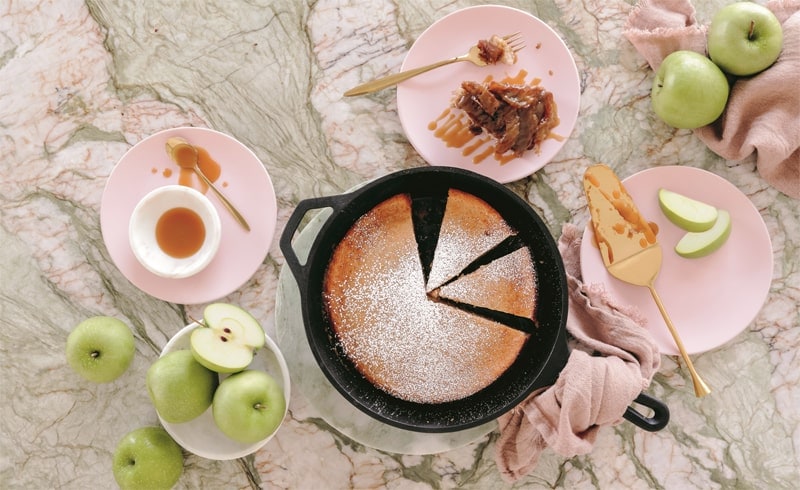 Deep Dish Upside Down Salted Caramel Apple Pancake recipe from Jenna Rae Cakes At Home