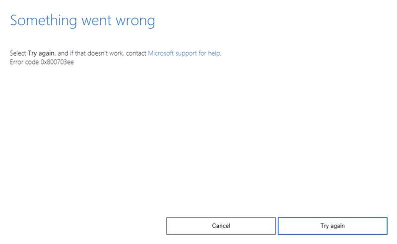 An unexpected error is keeping you from copying the file Error 0x800703ee