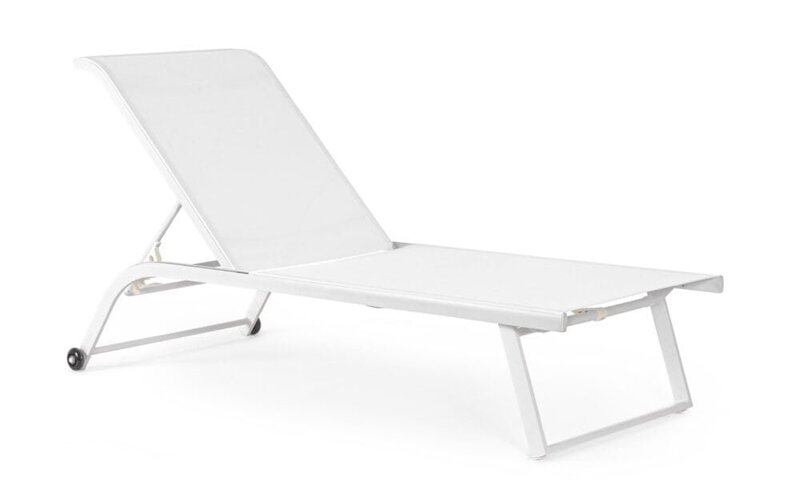 Letto da spiaggia pieghevole bianco, perfetto per relax all'aperto e design elegante.