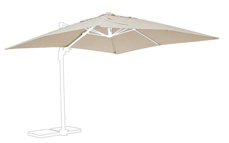 Ombrellone da giardino beige con struttura robusta, ideale per relax estivo, protezione dal sole e uso all'aperto.