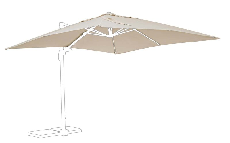 Ombrellone da giardino beige con struttura robusta, ideale per relax estivo, protezione dal sole e uso all'aperto.