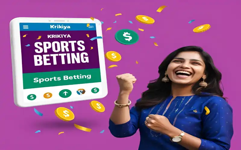 Happy Bangladeshi woman celebrating her win on Krikiya sports betting platform at home