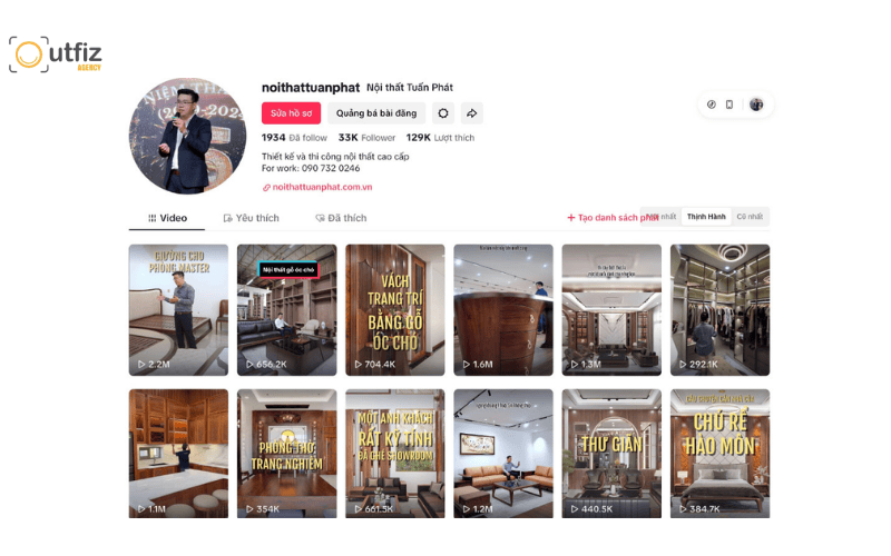 Agency xây kênh Tiktok ngành nội thất cao cấp 