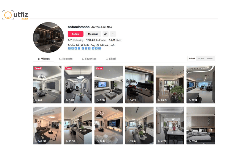 Agency xây kênh Tiktok ngành thiết kế nội thất 