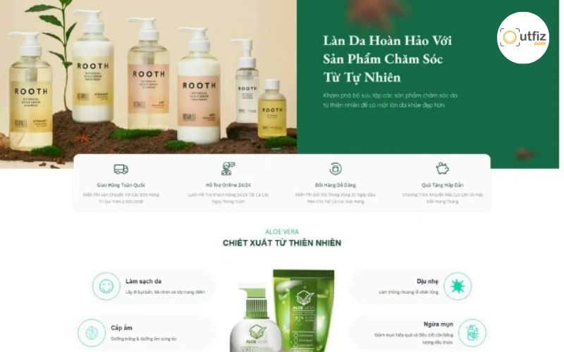 Mẫu thiết kế Website mỹ phẩm phong cách tối giản