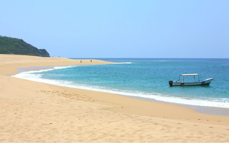 fishing boat on Playa Cacalutilla huatlco mexico 