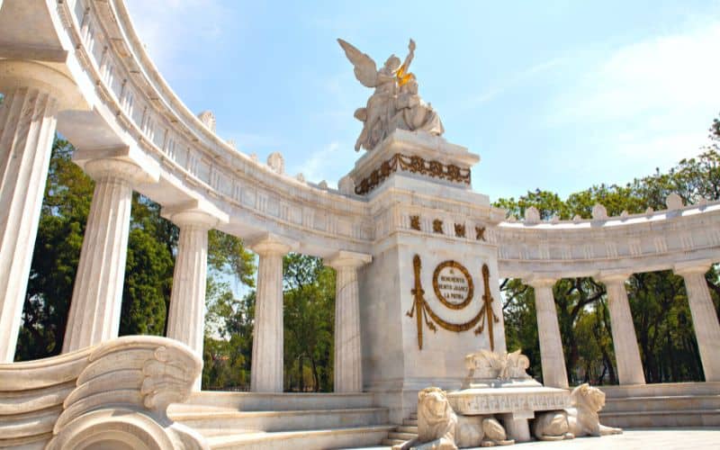Benito Juarez Hemicycle in Mexico City (large white marble monument)