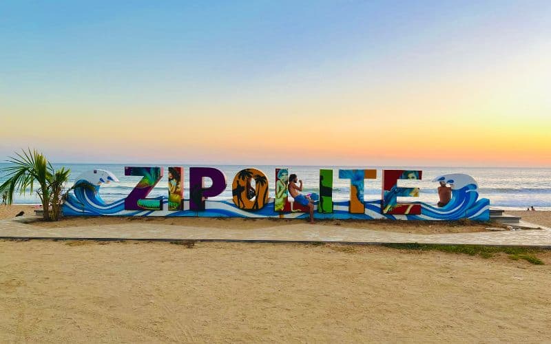 zipolite sign on the beach inn zipolite oaxaca