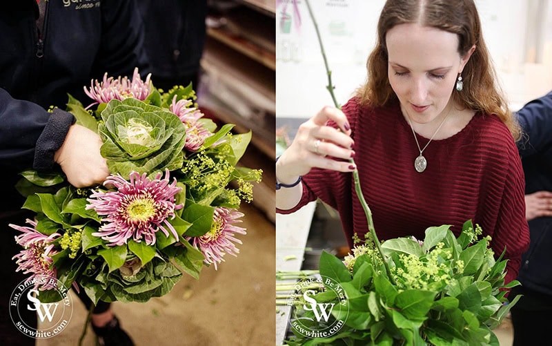 Sisley White learning how to make a bouquet with Gardenia of London