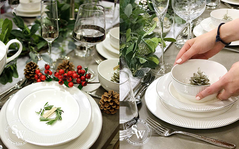 Setting the table for the Silver Christmas Table Inspiration post