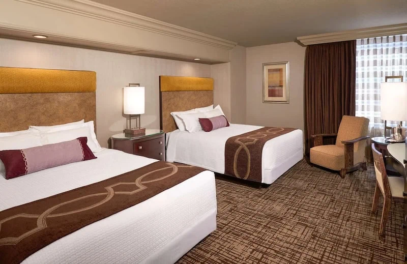 a bedroom at the Treasure Island Casino and hotel in Las Vegas