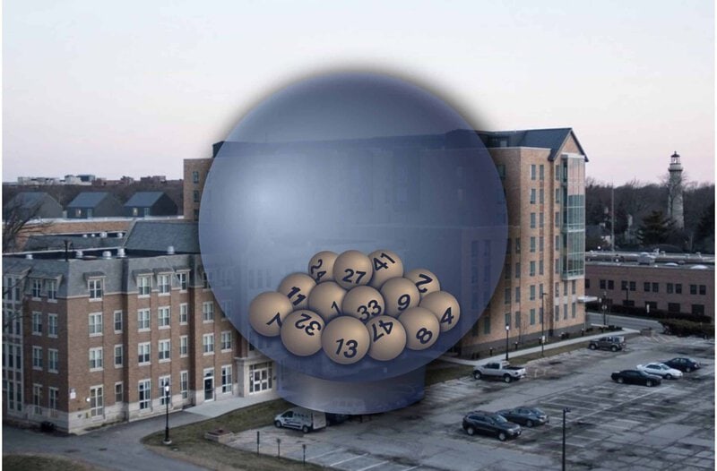 photo of Lincoln with lottery ball in front