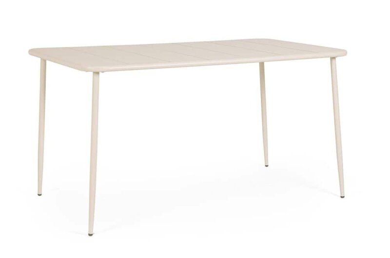 Tavolo bianco in stile minimalista, ideale per soggiorno o sala da pranzo, design elegante e funzionale per arredi moderni.