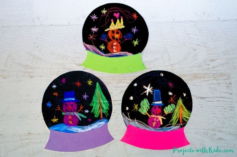 chalk pastels paper snow globes